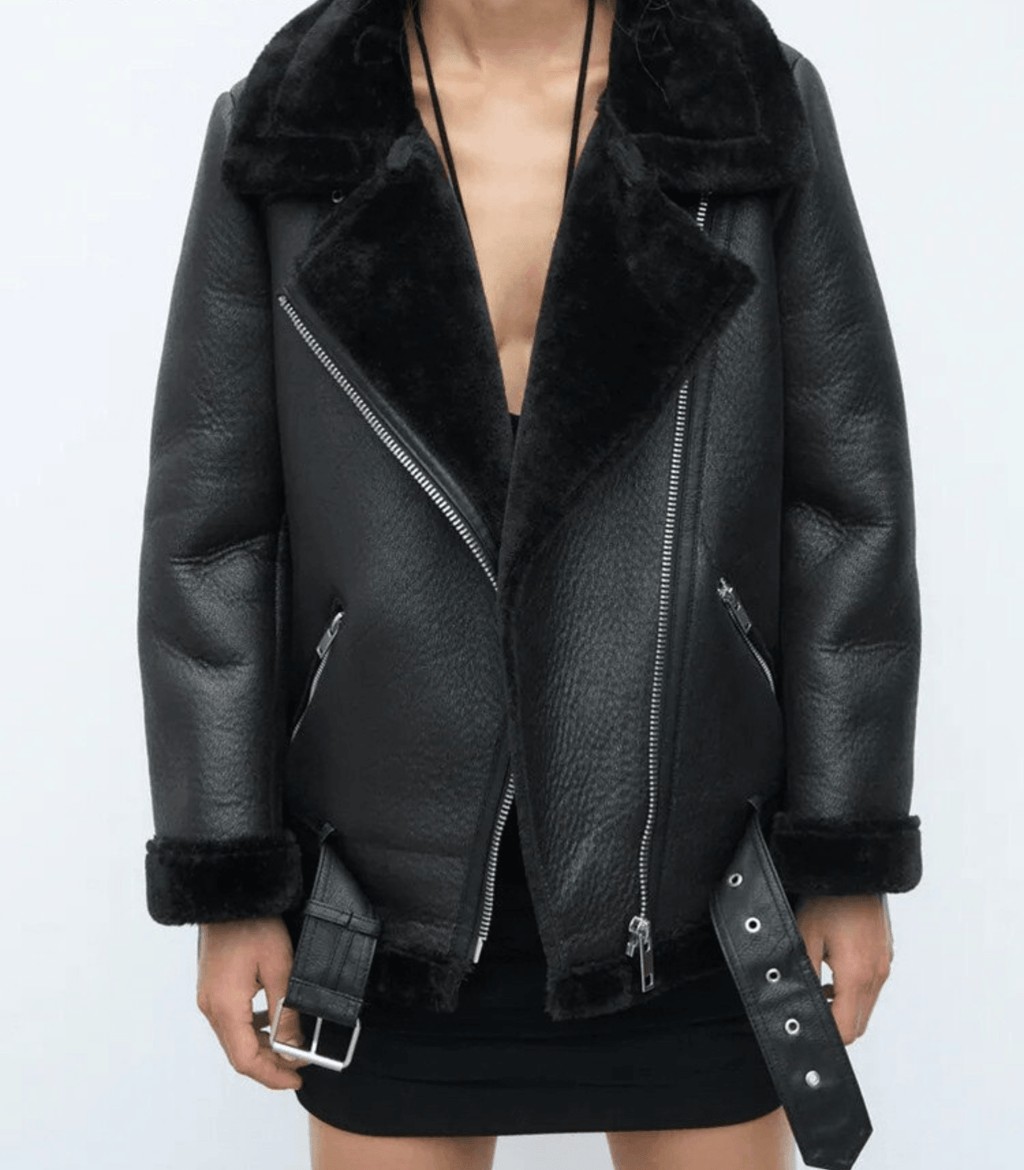 GR Winter Chic - Elegant leather winter coat for women