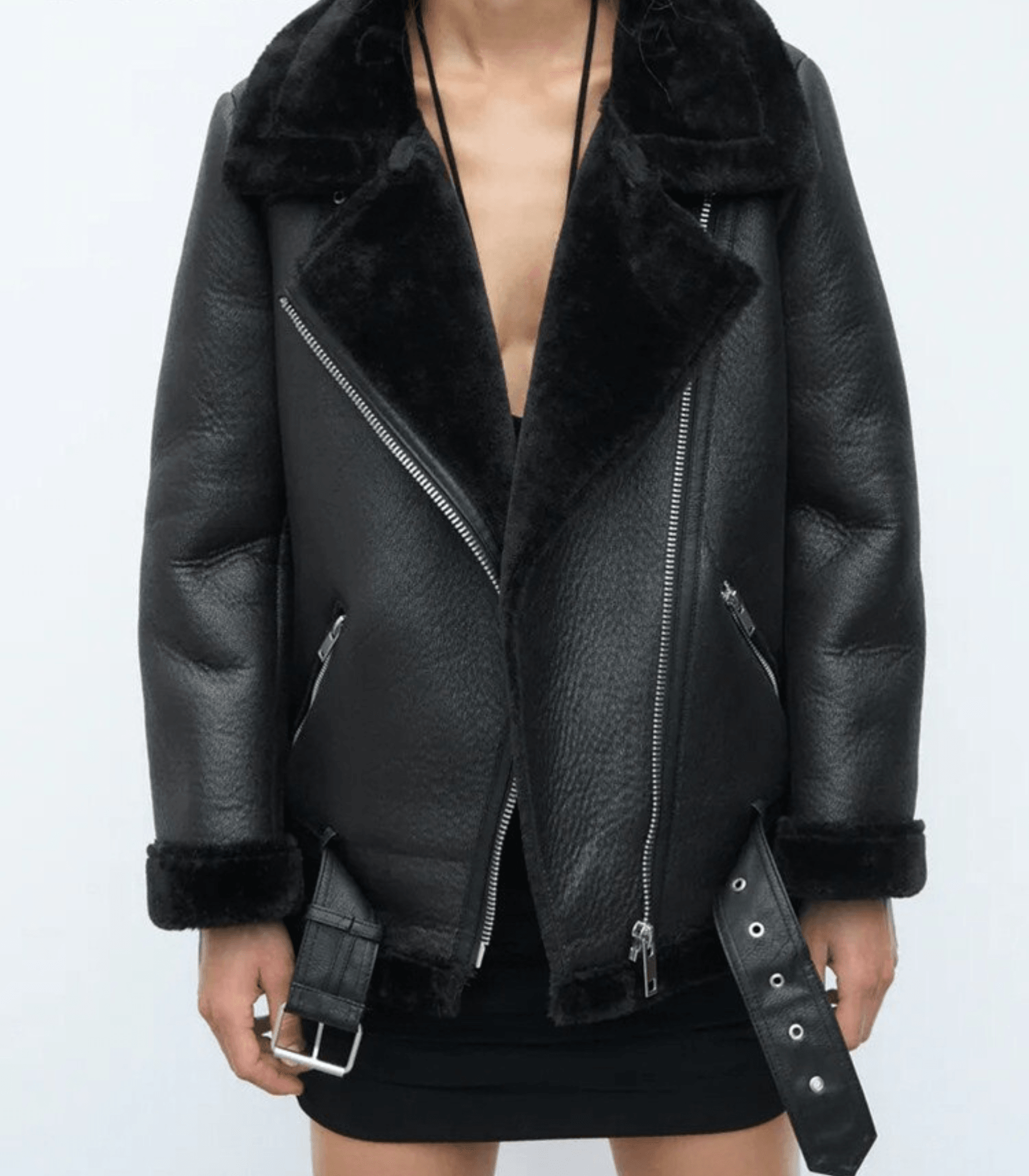 GR Winter Chic - Elegant leather winter coat for women