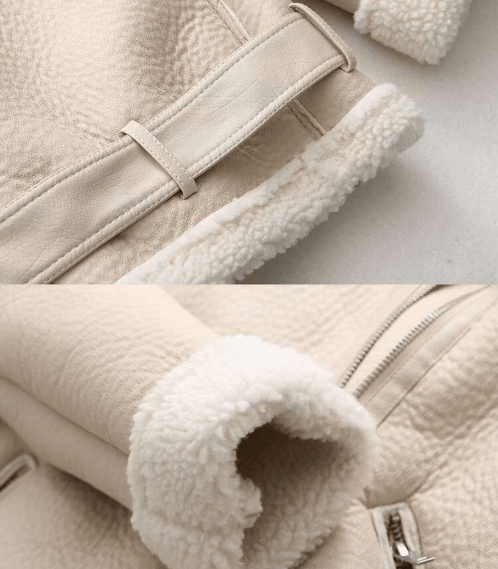GR Winter Chic - Elegant leather winter coat for women