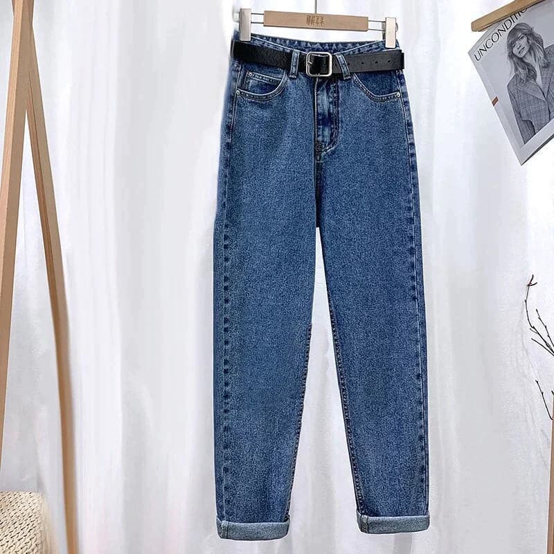 GR | Jeans Hohe Taille Gerade Beinform Klassisches 5 Taschen Design Lässig Komfort