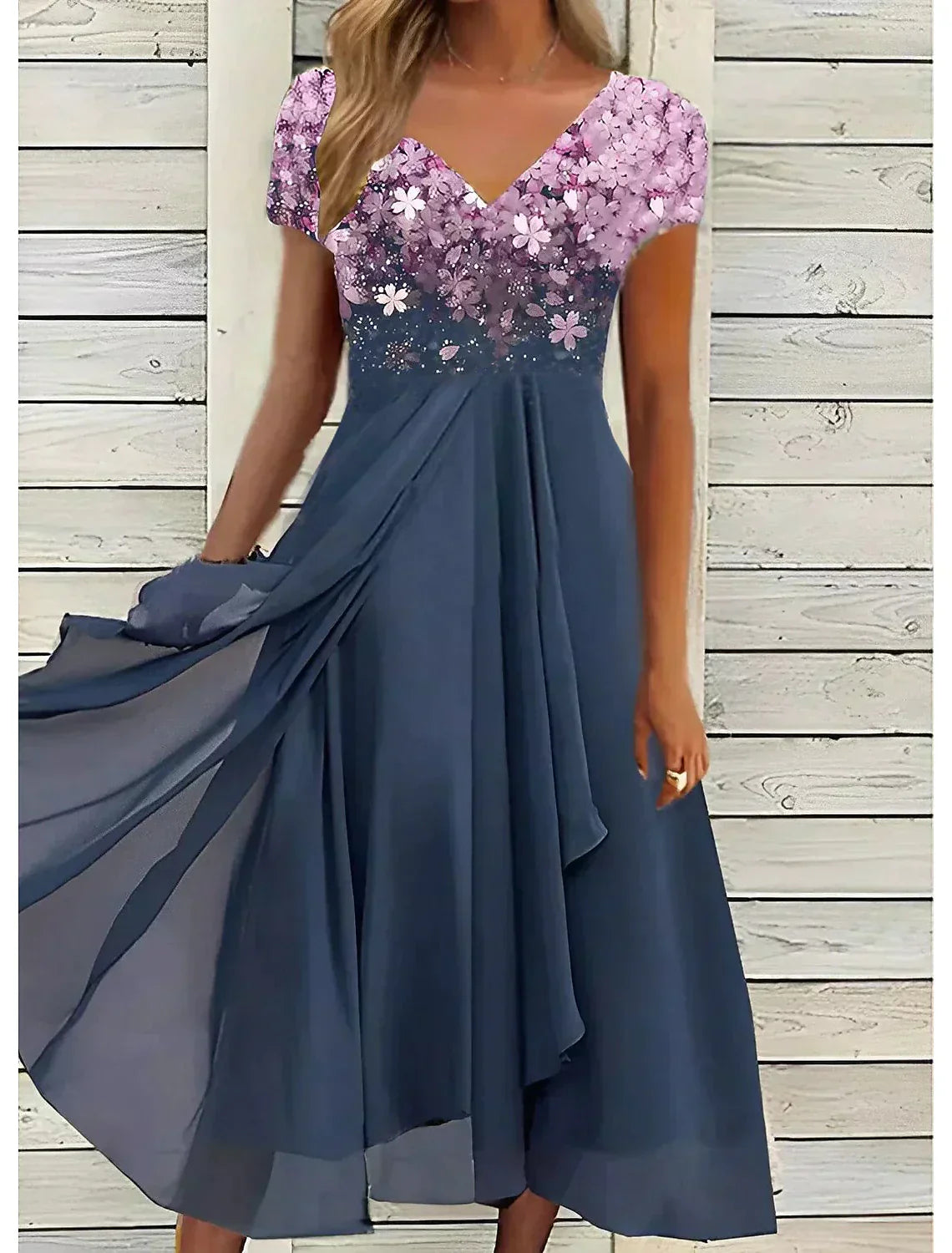 GR | Elegantes Midi Kleid mit Blumen-Spitze
