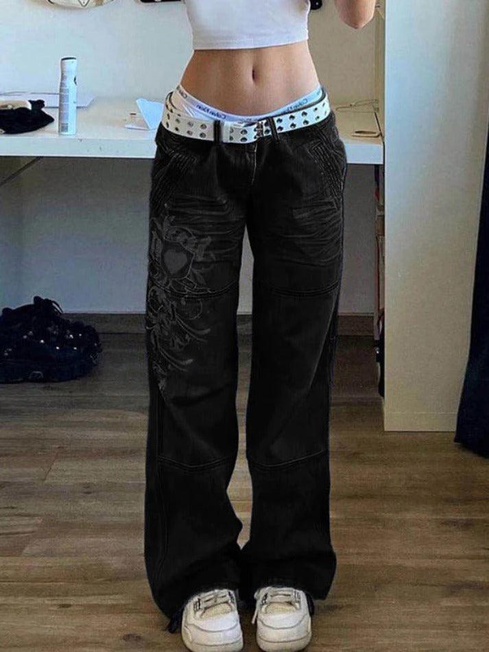 GR | Washed heart pattern cargo jeans