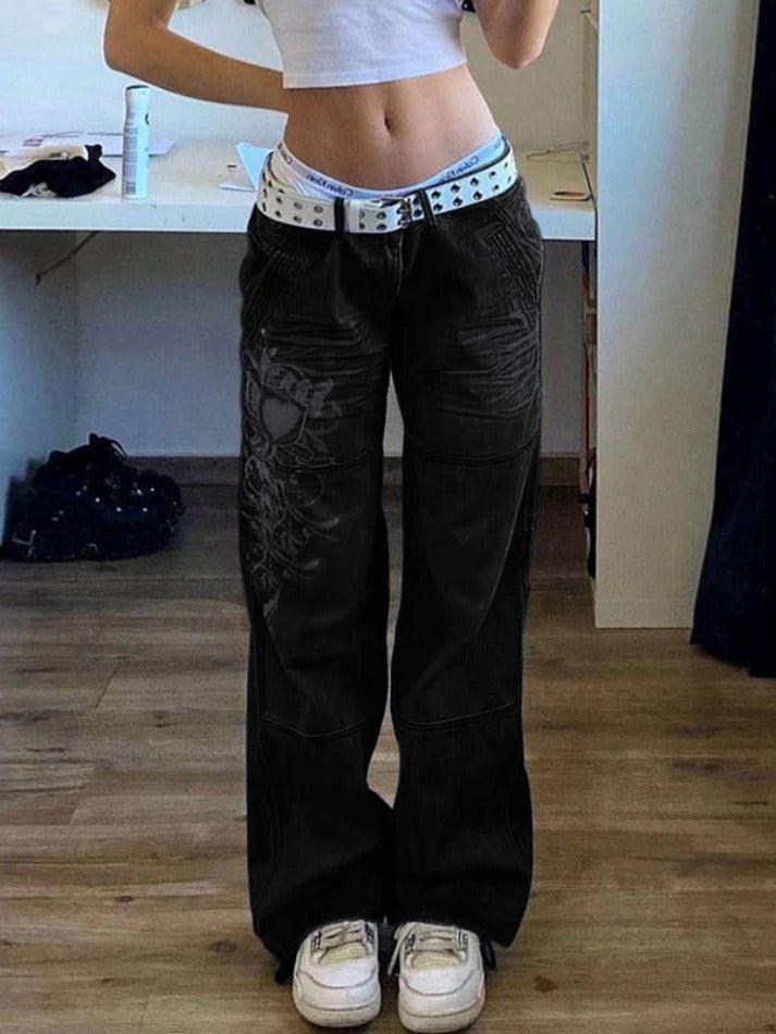 GR | Washed heart pattern cargo jeans