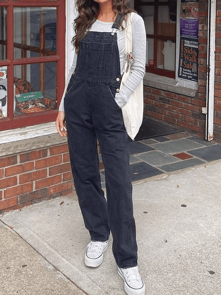GR | Washed straight leg denim overall