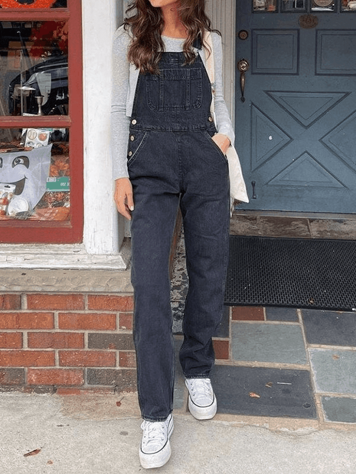 GR | Washed straight leg denim overall