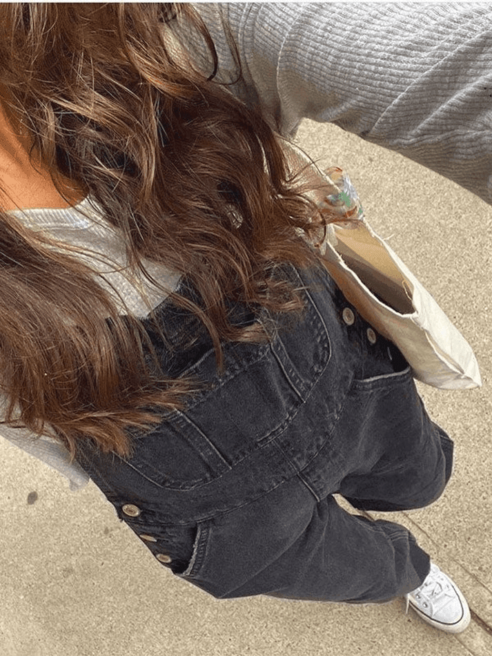GR | Washed straight leg denim overall