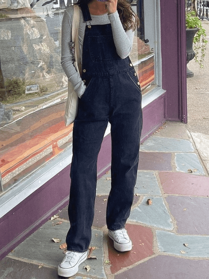 GR | Washed straight leg denim overall