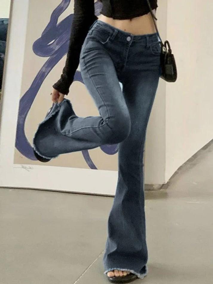 GR | Washed Stretch Low Waist Flare Jeans