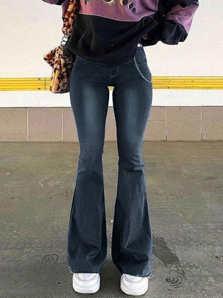 GR | Washed Stretch Low Waist Flare Jeans