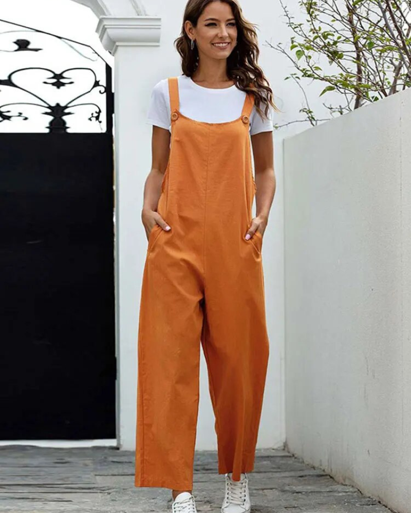 GR | Weiß Latzhose Damen Lässig