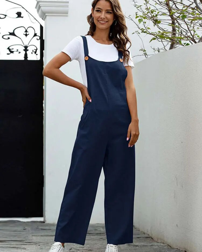 GR | Weiß Latzhose Damen Lässig