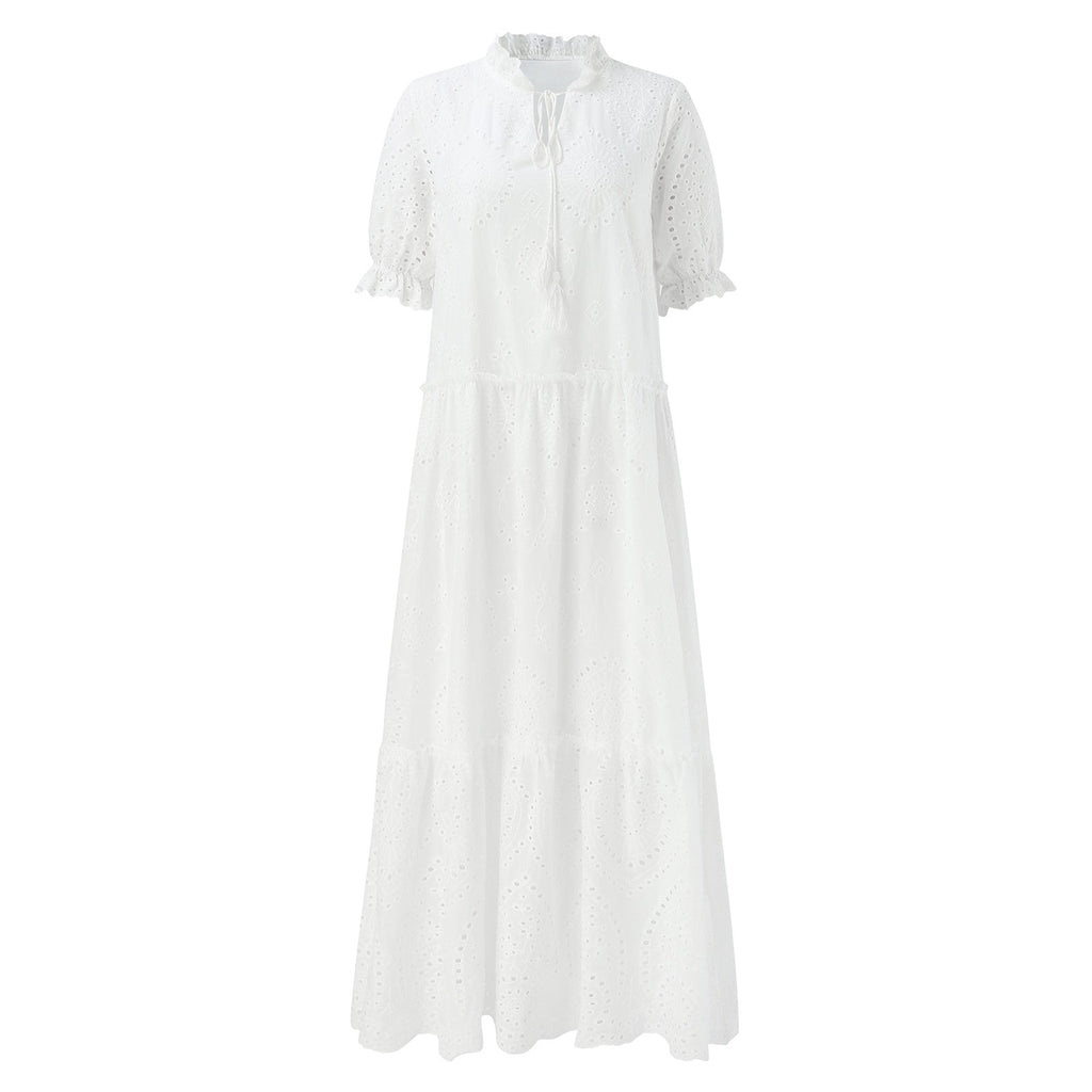 GR | White Plus-Size Ruffled Dress