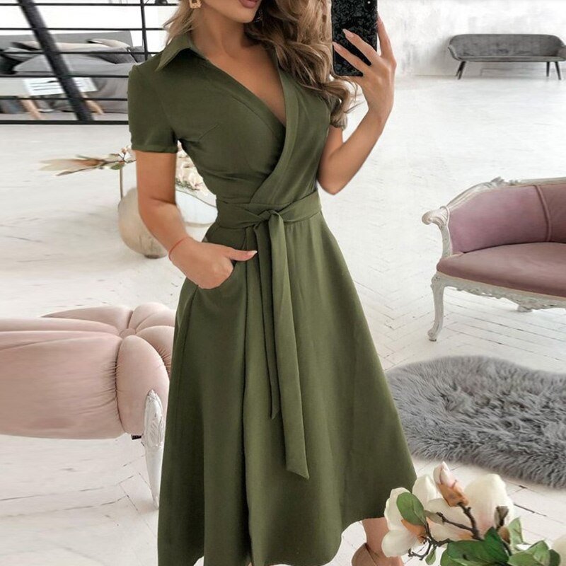 GR A-Linien-Kleid zum Binden