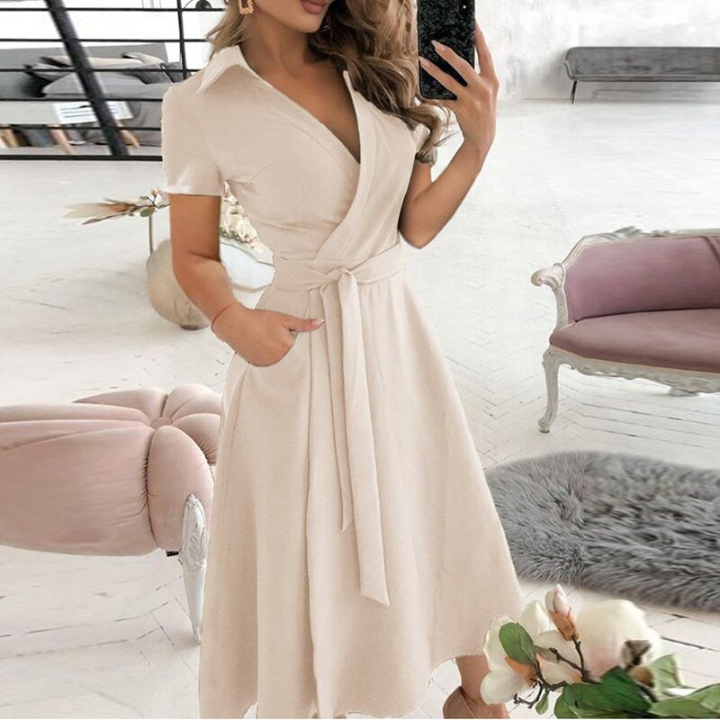 GR A-Linien-Kleid zum Binden