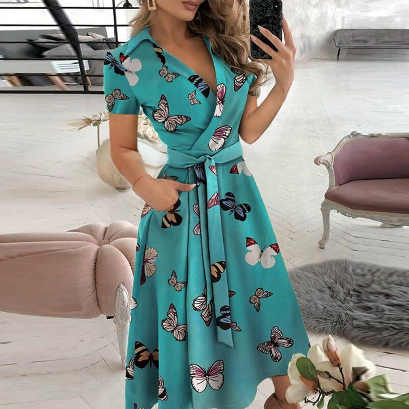 GR A-Linien-Kleid zum Binden