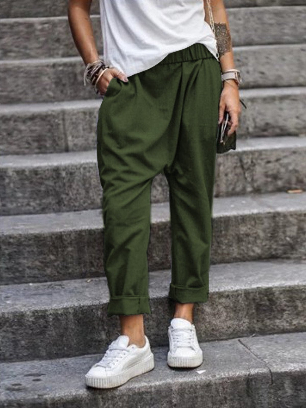 GR | Casual Harem Pants with Low Crotch for Women