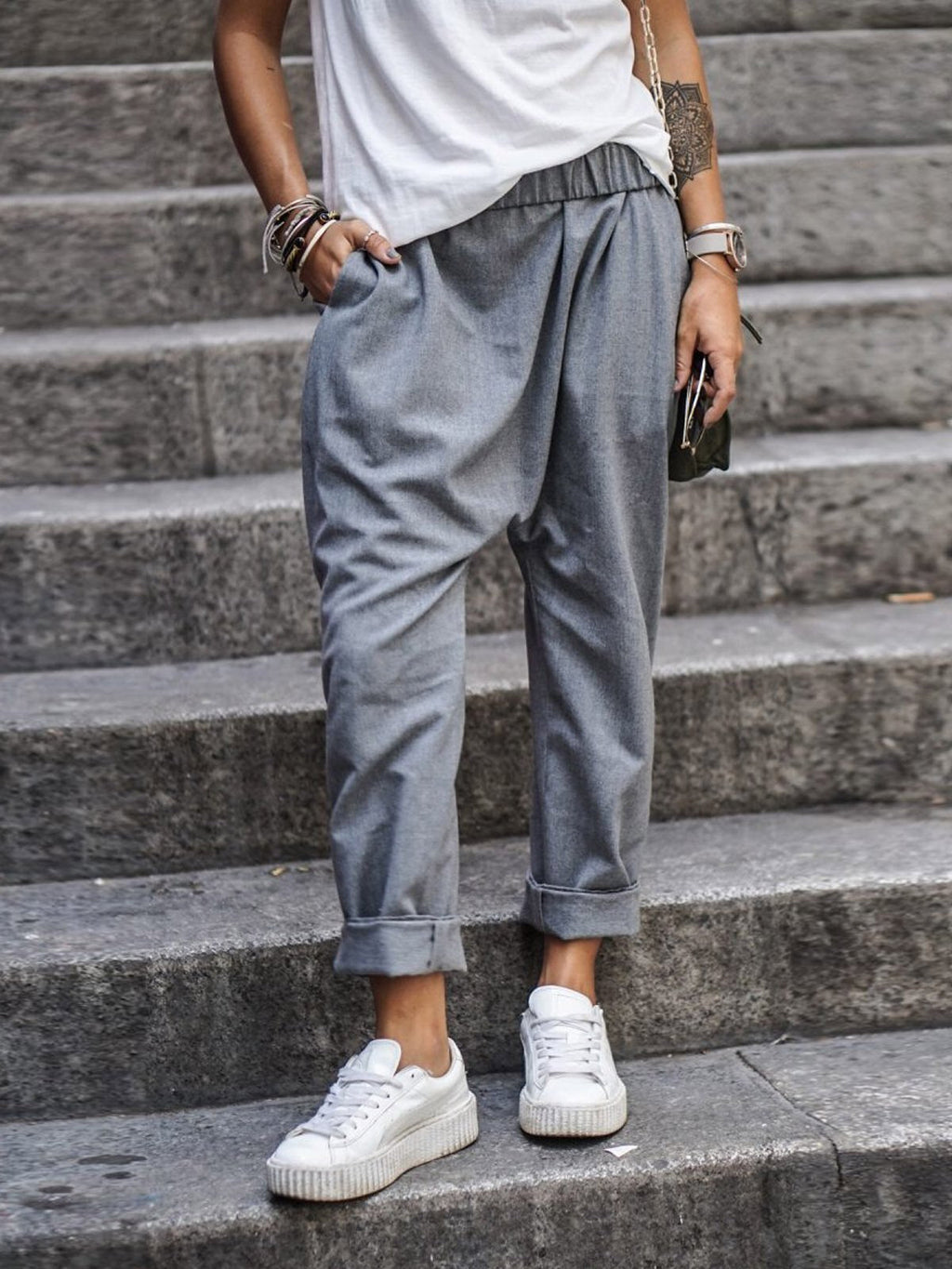 GR | Casual Harem Pants with Low Crotch for Women