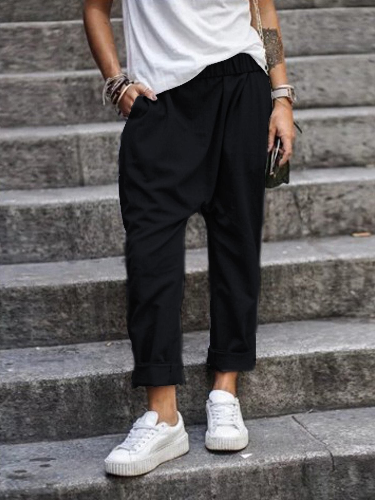 GR | Casual Harem Pants with Low Crotch for Women