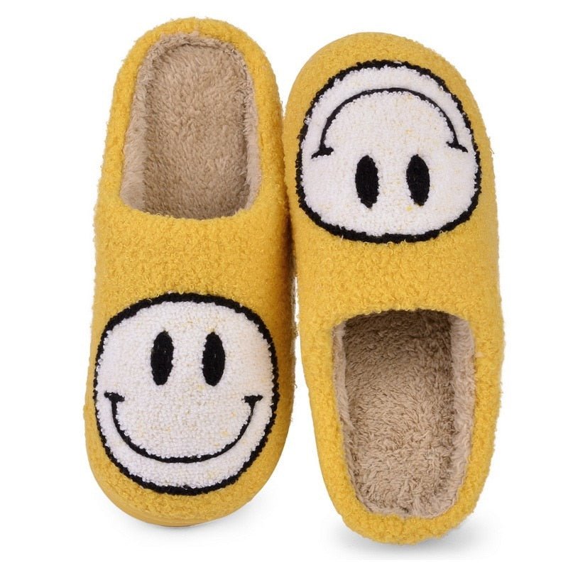 GR | with smiley face - comfortable women's slippers made of soft material
