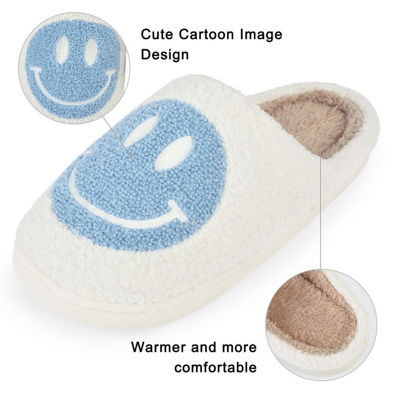 GR | with smiley face - comfortable women's slippers made of soft material