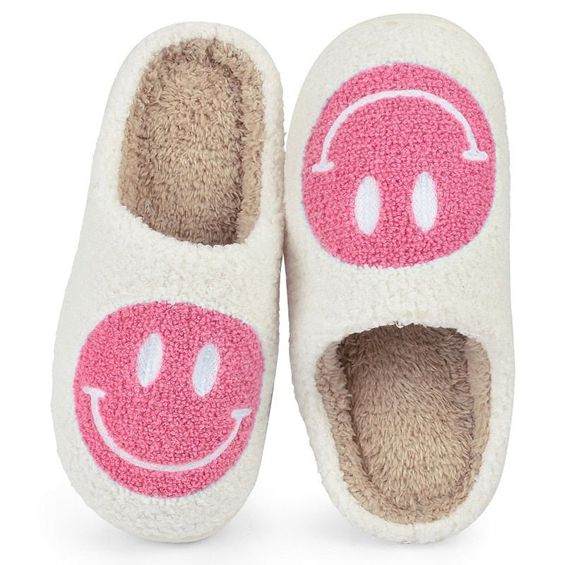 GR | with smiley face - comfortable women's slippers made of soft material