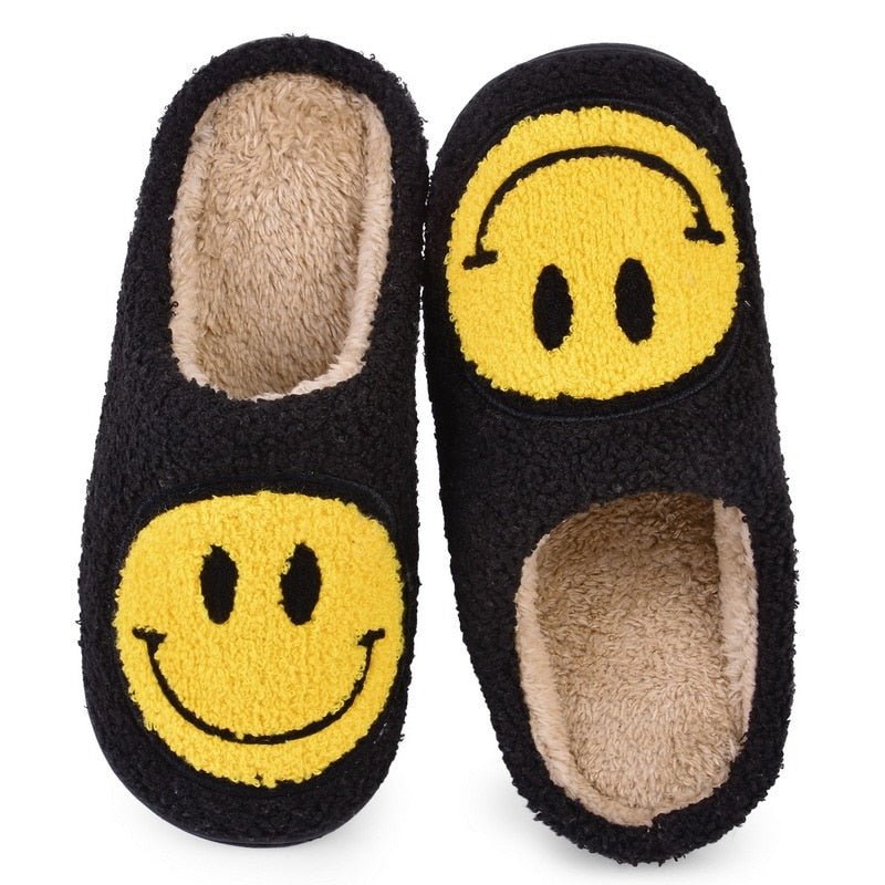 GR | with smiley face - comfortable women's slippers made of soft material