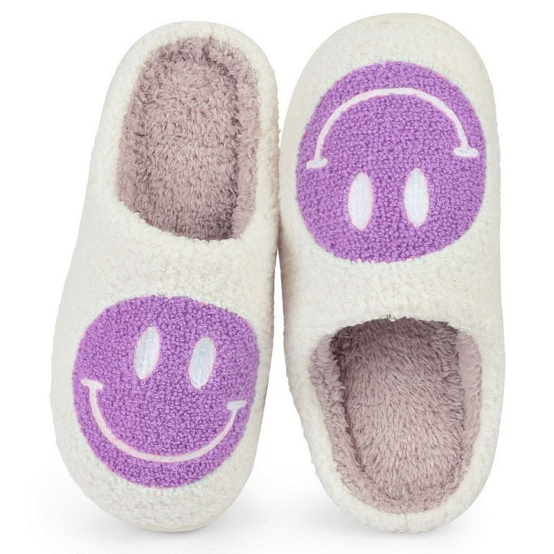 GR | with smiley face - comfortable women's slippers made of soft material