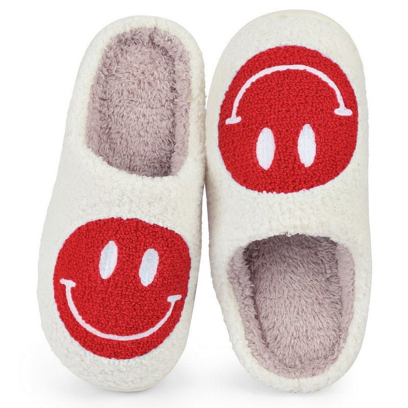 GR | with smiley face - comfortable women's slippers made of soft material