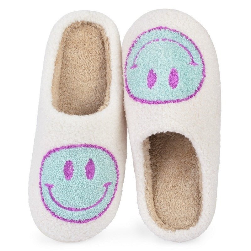 GR | with smiley face - comfortable women's slippers made of soft material