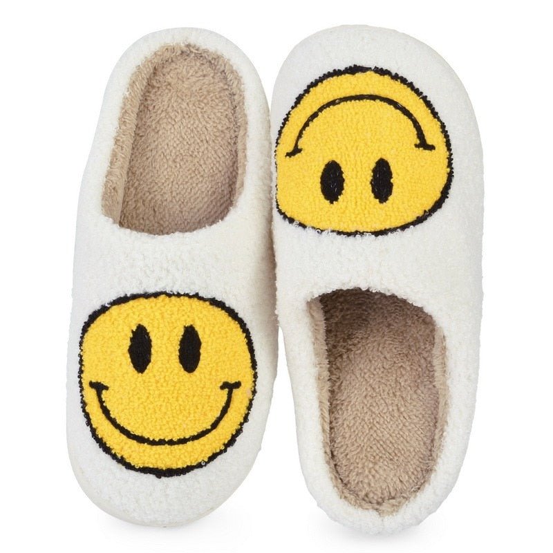 GR | with smiley face - comfortable women's slippers made of soft material
