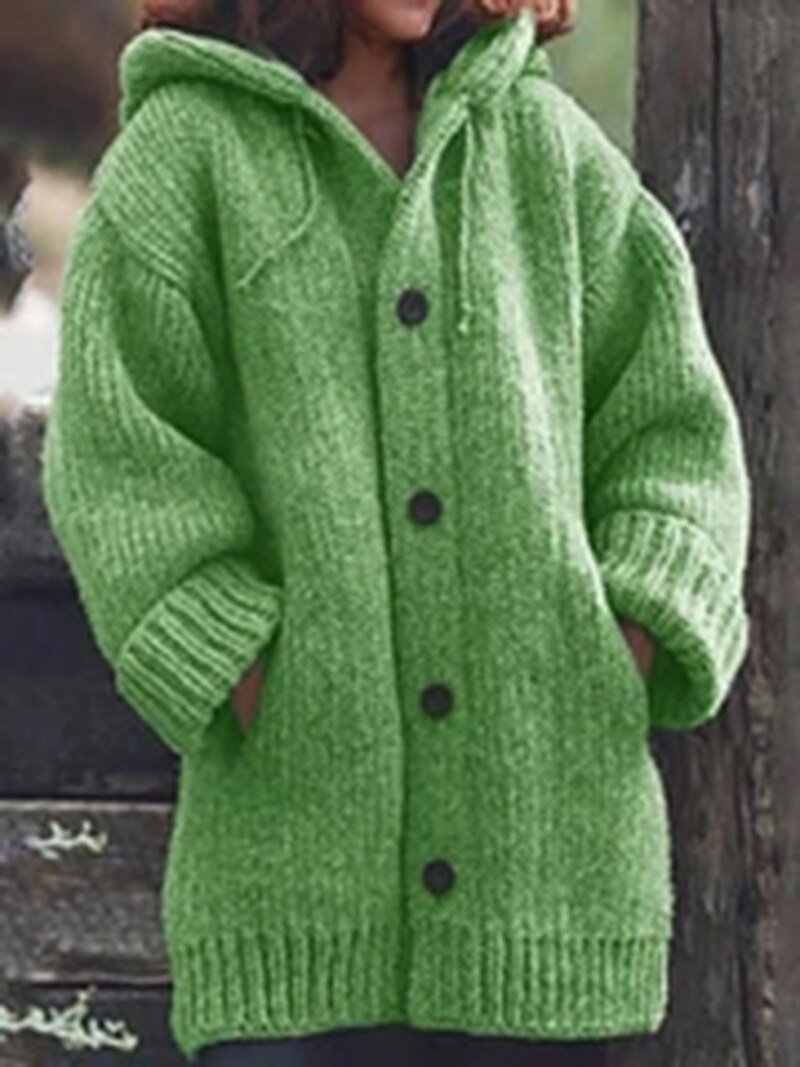 GR Hat collar Simple, loose-fitting, long-sleeved cardigan