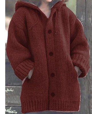 GR Hat collar Simple, loose-fitting, long-sleeved cardigan