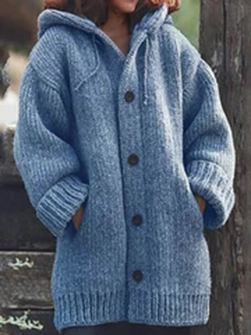 GR Hat collar Simple, loose-fitting, long-sleeved cardigan