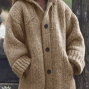 GR Hat collar Simple, loose-fitting, long-sleeved cardigan