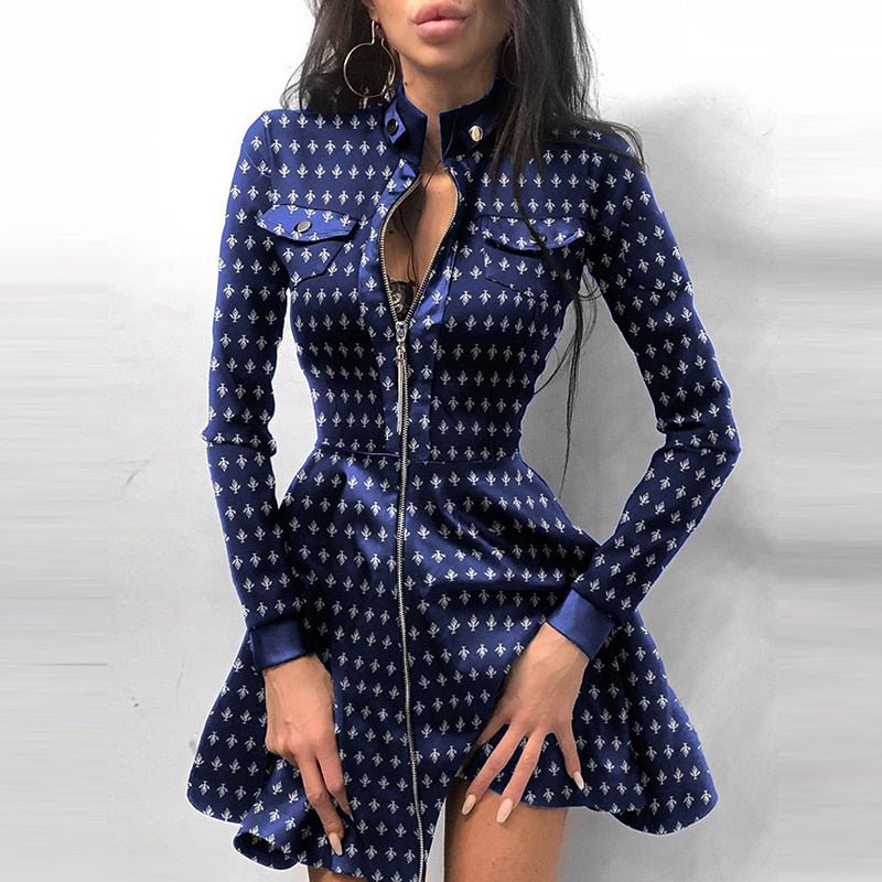GR Leder-Reißverschluss Minikleid