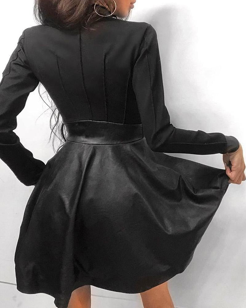GR Leder-Reißverschluss Minikleid