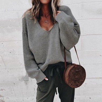 GR Lose V-Ausschnitt Stricktop Pullover