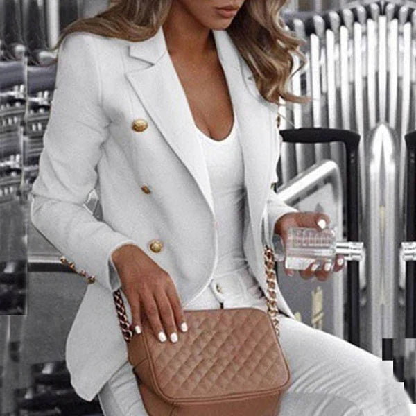 GR | fashionable checked long-sleeved blazer