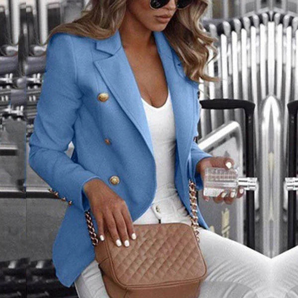 GR | fashionable checked long-sleeved blazer