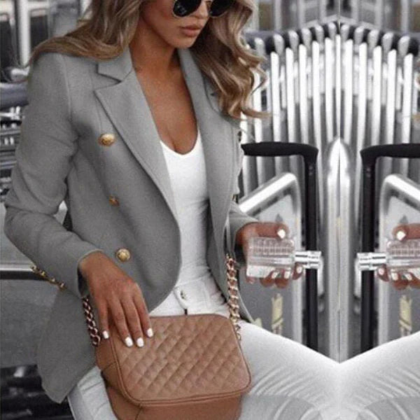 GR | fashionable checked long-sleeved blazer