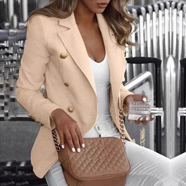 GR | fashionable checked long-sleeved blazer
