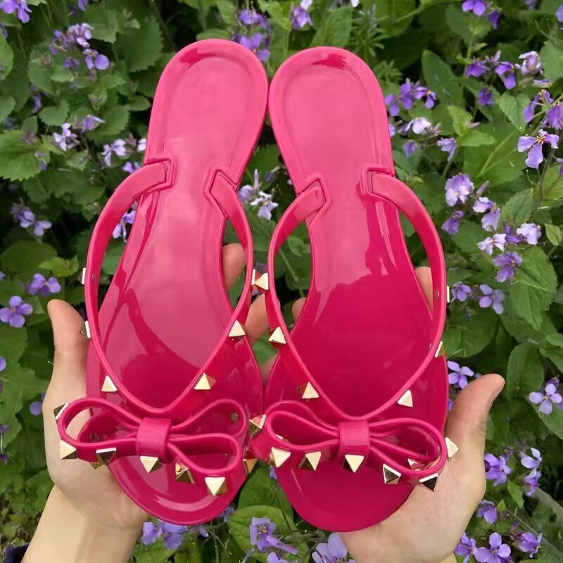 GR | Studded Bow Knot Flip-Flops Sandals