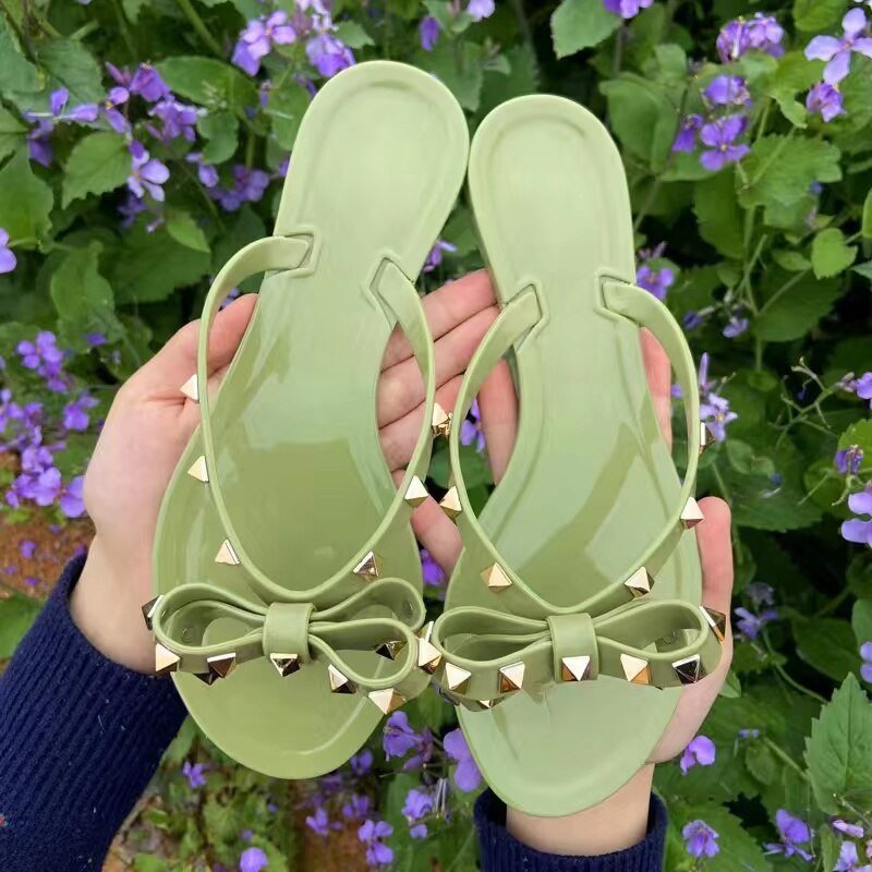 GR | Studded Bow Knot Flip-Flops Sandals