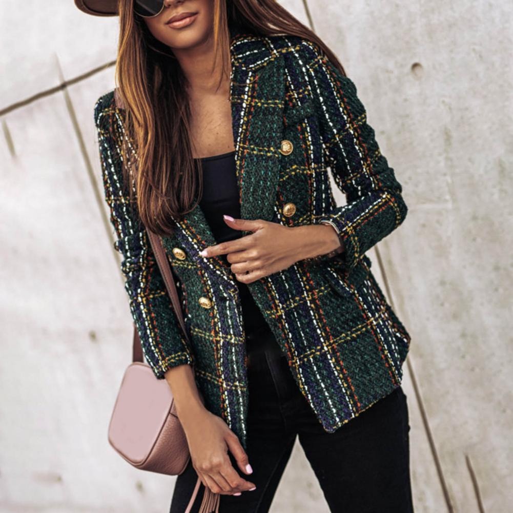 GR - Checkered fashionable blazer with side pockets