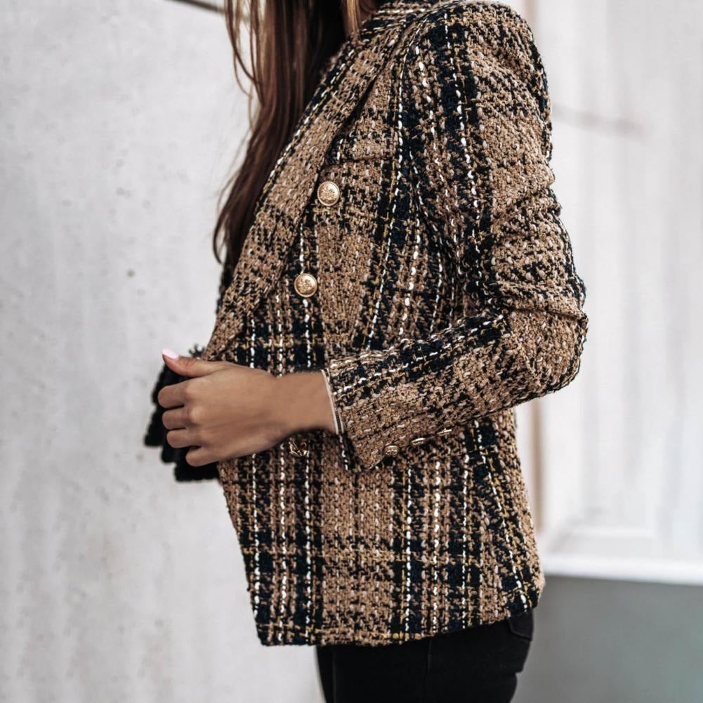 GR - Checkered fashionable blazer with side pockets