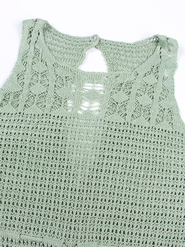 GR | Damen Bikinioberteil Hohes Spitze Quaste Badeanzug Mantel Strand Lange Kleid