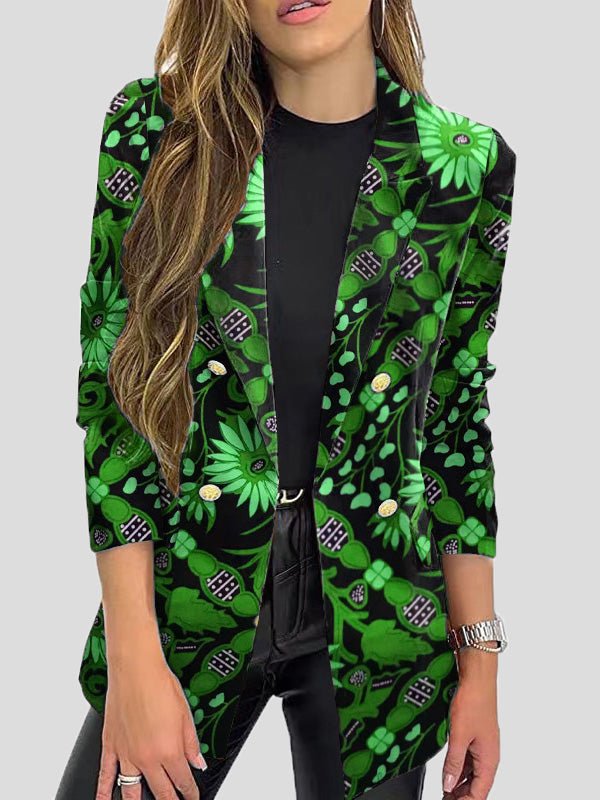 GR | Printed blazers with lapels and long sleeves