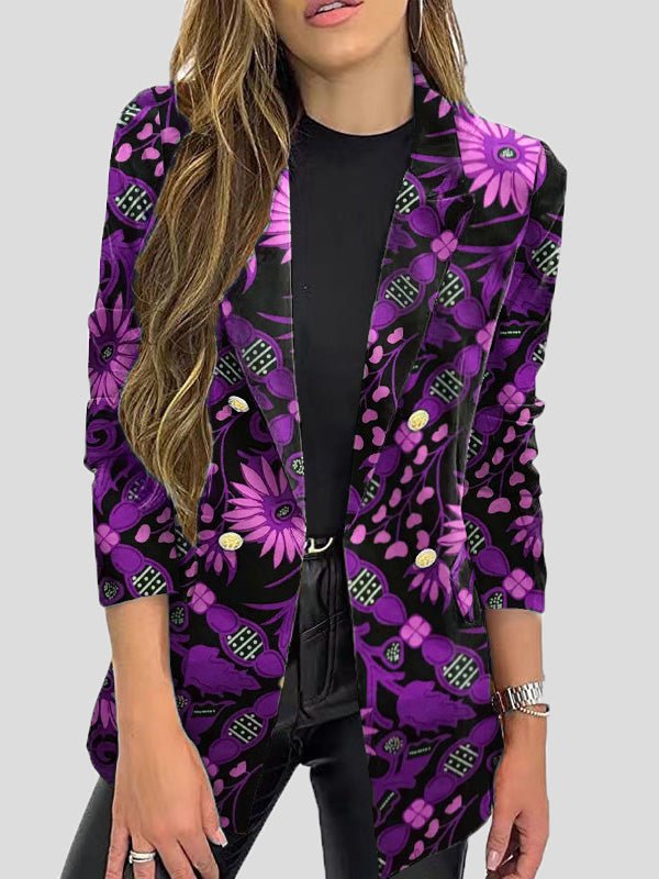 GR | Printed blazers with lapels and long sleeves