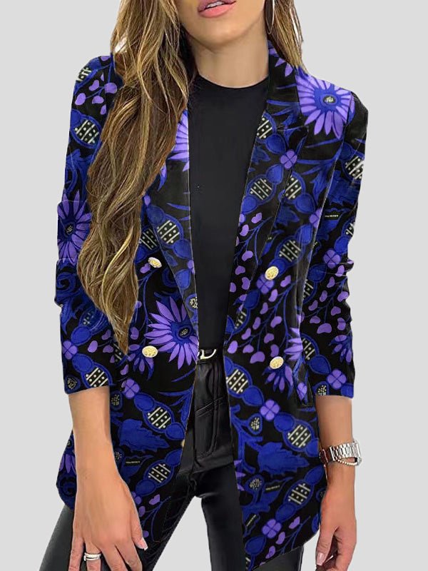 GR | Printed blazers with lapels and long sleeves