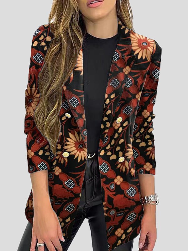 GR | Printed blazers with lapels and long sleeves